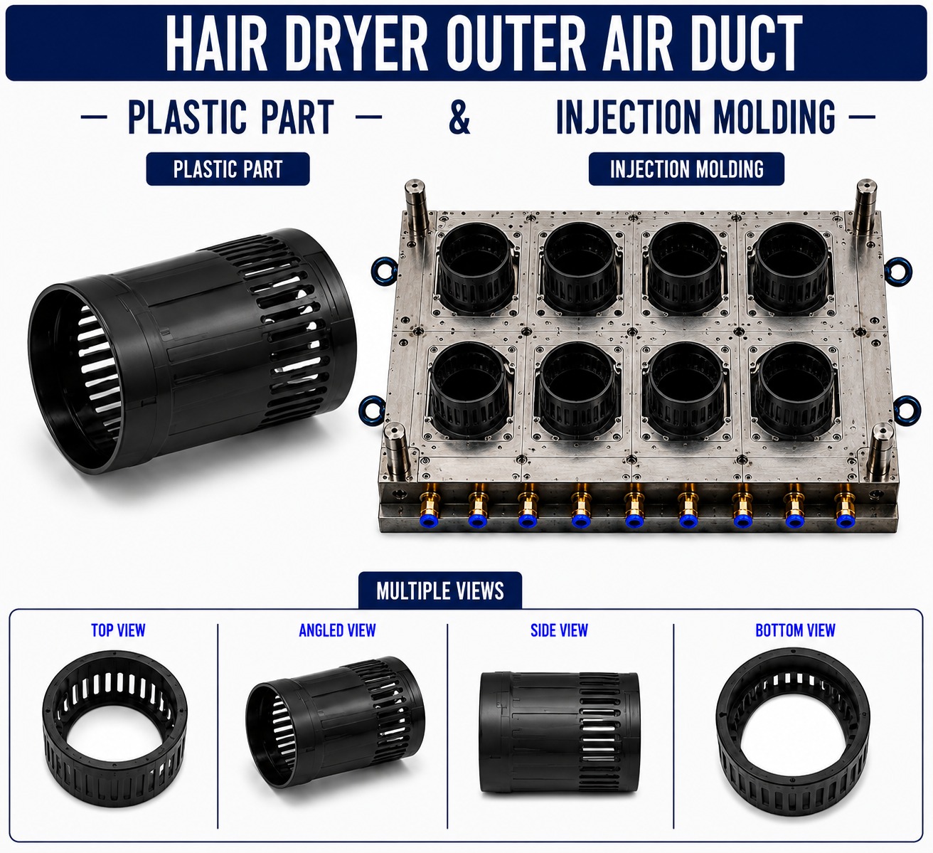 Hair Dryer Plastic Outer Air Duct Mould and Moulding Service